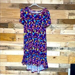 LulaRoe size XS Colorful Geometric Pattern Carly High-low Dress with Pocket